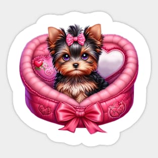 Yorkshire Terrier Dog in Bed Sticker